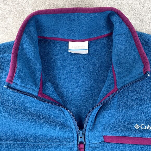 COLUMBIA Mens Fleece Jacket Full Zip Blue Lightweight Outdoor Pockets Large - Picture 3 of 9